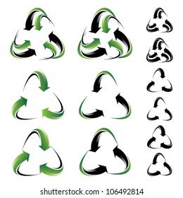 abstract recycle sign set