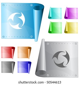 Abstract recycle symbol. Vector metal surface.