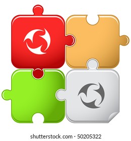 Abstract recycle symbol. Vector puzzle.