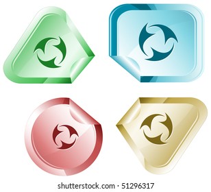 Abstract recycle symbol. Vector sticker.