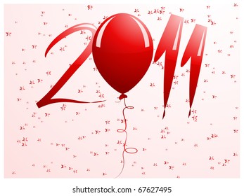 Abstract red 2011 background with balloon