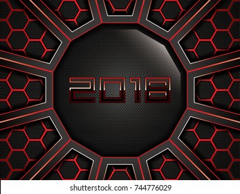 Abstract red 2018 background.Vector illustration.