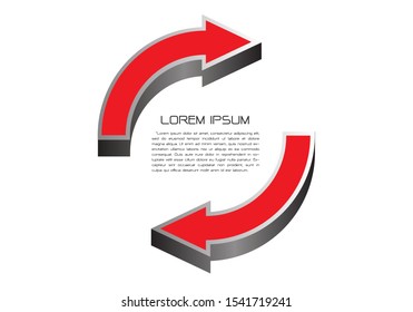Abstract red 3D arrow circle on white with black text design modern futuristic background vector illustration.