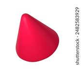 Abstract red 3D cone illustration, isolated on white background. Perfect for infographics, digital, and print materials. Modern, realistic, and scalable vector graphic for versatile design use.