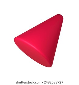 Ilustración Abstractas del cono rojo 3D, aislado sobre fondo blanco. Perfecto para infografías, material digital e impreso. Gráfico de Vector moderno, realista y escalable para un uso de diseño versátil.