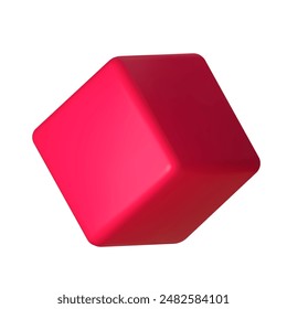 Abstract red 3D cube illustration, isolated on white background. Perfect for infographics, digital, and print materials. Modern, realistic, and scalable vector graphic for versatile design use.