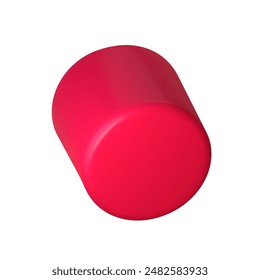 Abstract red 3D cylinder illustration, isolated on clean background. Perfect for infographics, digital, and print materials. Modern, realistic, and scalable vector graphic for versatile design use.