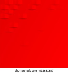 Abstract red 3d geometric background. Red seamless texture with shadow. Simple clean red surface texture. Vector interior wall panel pattern.