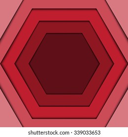 Abstract red 3d hexagon background. Vector Illustration