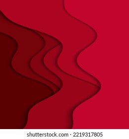 Abstrakte rote 3D-Papierschnitt-Illustration. Schatteneffekt ausgeschnittene Papierschichten.