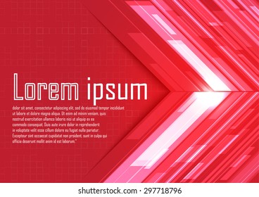 Abstract red 3d technology lines with light vector background. Eps 10. Vector illustration