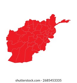 Mapa Rojo Abstractas de Afganistán con Ciudades