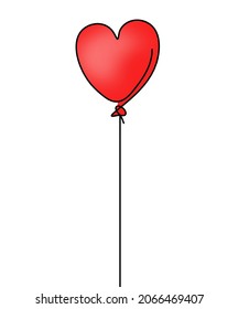 Abstract red air balloon as line drawing on white background. Vector