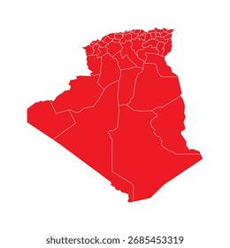 Mapa Abstractas Rojo de Argelia con Ciudades