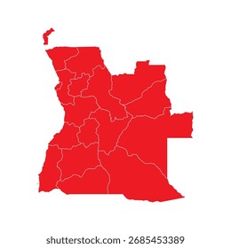 Abstract Red Angola Map with Cities