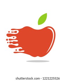 Abstract Red Apple Simple Modern Logo Fruits Melted Flowing Fresh Water Concept Template Icon Vector