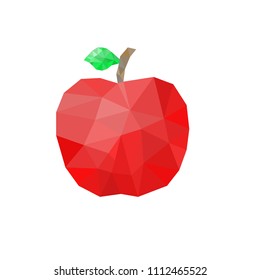 Abstract red apple. Vector illustration, polygonal design.