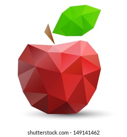 Abstract red apple. Vector illustration,  polygonal design.