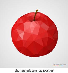 Abstract red apple. Vector illustration, polygonal design.