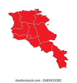Abstractas Rojo Armenia Mapa con Ciudades