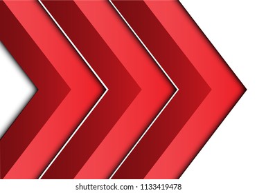 Abstract red arrow 3D on white direction design modern futuristic background vector illustration.