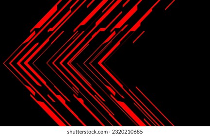 Abstract red arrow circuit direction geometric on black design modern futuristic technology background vector illustration.