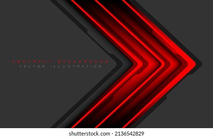 Abstract red arrow cyber technology direction on grey design modern futuristic background vector illustration.