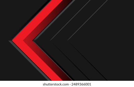 Abstract red arrow direction geometric on black metallic design modern futuristic background vector illustration.