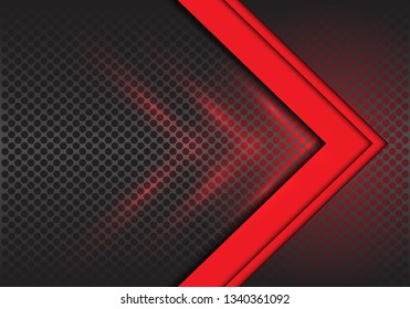 Abstract red arrow direction on circle mesh design modern futuristic background vector illustration.