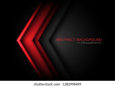 Abstract red arrow direction on dark grey circle mesh with text design modern futuristic background vector illustration.