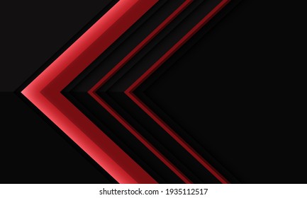 Abstract red arrow direction on black metallic shadow with blank space design modern futuristic background vector illustration.