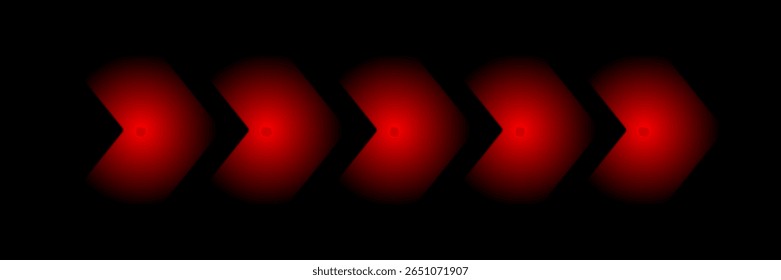 Dirección de flecha roja Abstractas sobre fondo negro. Ilustración vectorial, efecto brillante. EPS10