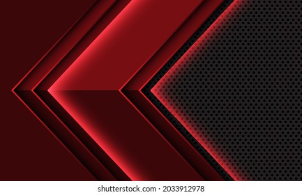 Abstract red arrow geometric shadow direction on grey circle mesh design modern futuristic creative background vector illustration.