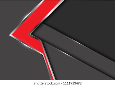 Abstract red arrow gray metal shadow design modern futuristic background vector illustration.