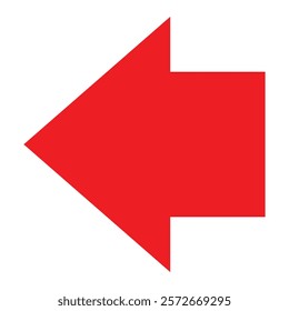 Abstract red arrow icon. Arrow pointing to the left. Red arrow vector illustration.