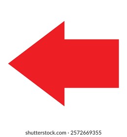 Abstract red arrow icon. Arrow pointing to the left. Red arrow vector illustration.