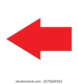 Abstract red arrow icon. Arrow pointing to the left. Red arrow vector illustration.