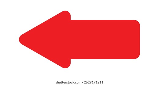 Icono de flecha roja Abstractas. Flecha que apunta a la izquierda. Ilustración vectorial de flecha roja.