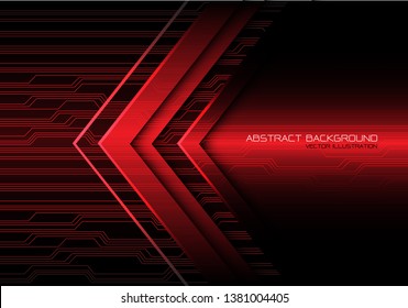 Abstractas diseño de dirección de energía de circuito de luz de flecha roja Ilustración vectorial de fondo de tecnología futurista moderna.