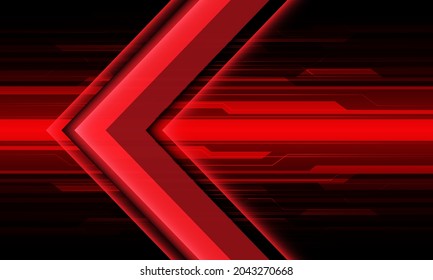 Abstract red arrow light cyber circuit direction geometric design modern futuristic technology background vector illustration. 