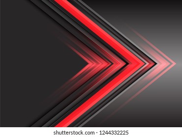 Abstract red arrow light power direction on grey design modern futuristic background vector illustration.