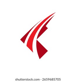 Logotipo de seta vermelha abstrata simbolizando velocidade, progresso e inovação. Ideal para empresas de entrega, logística ou de tecnologia.