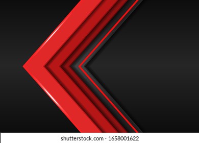 abstract red arrow metallic direction on dark gray blank space design modern luxury futuristic background vector illustration