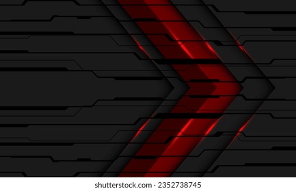 Abstract red arrow metallic direction black circuit cyber geometric pattern design modern futuristic technology background vector illustration.