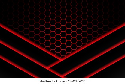 Abstract red arrow on black with hexagon pattern, design modern futuristic background vector illustration. - Vector