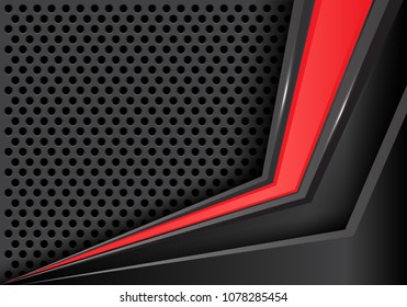 Abstract red arrow on gray metal circle mesh design modern futuristic background vector illustration.