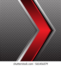 Abstract red arrow on gray metal circle texture pattern design modern background vector illustration.