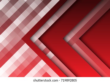 Abstract red arrow overlap on square pattern design modern background vector illustration.