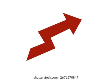 Abstract Red Arrow Pointing Upward Zigzag on Black Background Design
