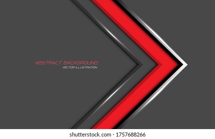 Abstract red arrow silver line direction on grey blank space with text design modern futuristic background vector illustration.